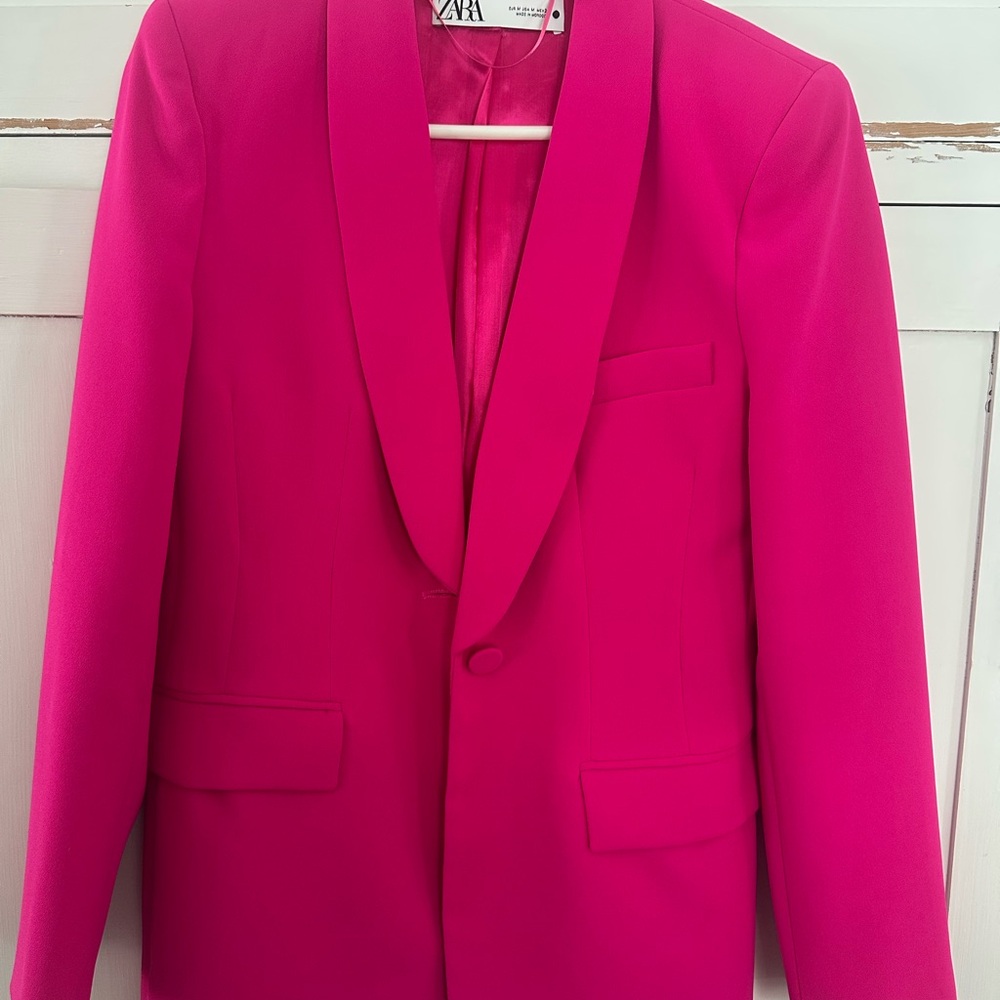 ZARA hot pink tuxedo blazer M